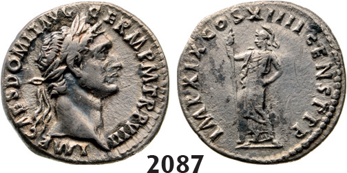 05.05.2013, Auction 2/2087. Roman Empire, Domitian, 81­-96 AD, Denarius (Struck 88­-89 AD) Rome, Silver (3.57g)