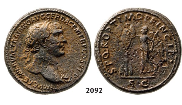 05.05.2013, Auction 2/2092. Roman Empire, Trajan, 103-­111 AD, Æ Sestertius (Struck 106-­107 AD) Rome, Bronze (25.69g)