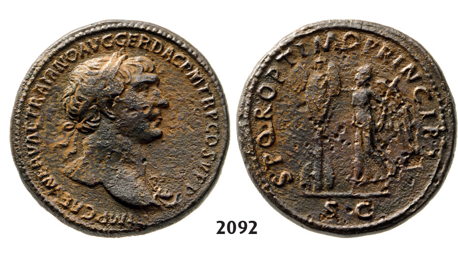 05.05.2013, Auction 2/2092. Roman Empire, Trajan, 103-­111 AD, Æ Sestertius (Struck 106-­107 AD) Rome, Bronze (25.69g)