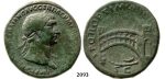 05.05.2013, Auction 2/2093. Roman Empire, Trajan, 103-­111 AD, Across Danube river Æ Sestertius (Struck 107-­110 AD) Rome, Bronze (20.86g)