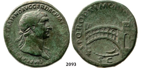 05.05.2013, Auction 2/2093. Roman Empire, Trajan, 103-­111 AD, Across Danube river Æ Sestertius (Struck 107-­110 AD) Rome, Bronze (20.86g)