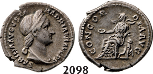 05.05.2013, Auction 2/2098. Roman Empire, Sabina, wife of Hadrian, 128-136 AD, Denarius (Struck 128-129 AD) Rome, Silver (3.25g)