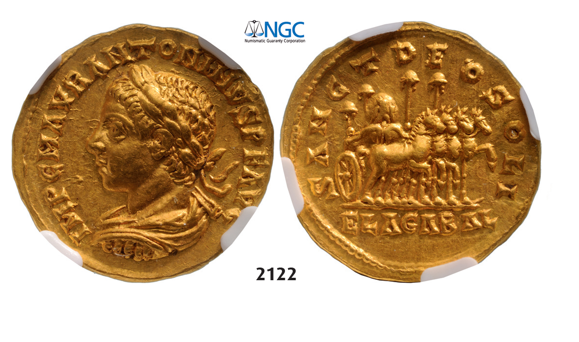 05.05.2013, Auction 2/2122. Roman Empire, Elagabalus, 218-­222 AD, AV Aureus (Struck 218-­219 AD) Antioch, GOLD (7.10g), NGC AU*