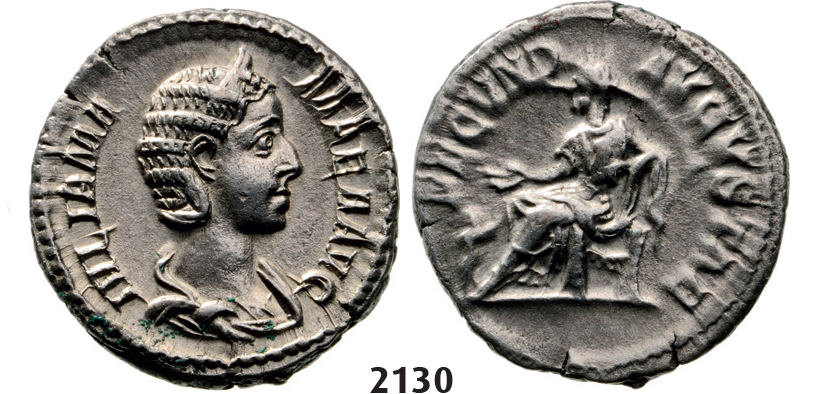 05.05.2013, Auction 2/2130. Roman Empire, Julia Mamaea, 222-­235 AD, Denarius (Struck 222 AD) Rome, Silver (3.12g)