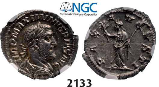05.05.2013, Auction 2/ 2133. Roman Empire, Maximinus I Thrax, 235-238 AD, Denarius (Struck 236-238 AD) Rome, Silver (3.46g), NGC Ch AU