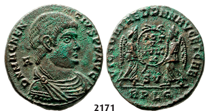 05.05.2013, Auction 2/2171. Roman Empire, Magnentius, 350-­353 AD, Æ Centenionalis, Lugdunum, Bronze (5.09g)