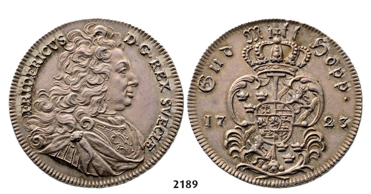 05.05.2013, Auction 2/2189. Sweden, Fredrik I, 1720-­1751, ½ Riksdaler (Krell) 1723, Stockholm, Silver
