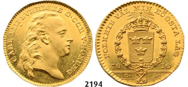 05.05.2013, Auction 2/2194. Sweden, Karl XIII, 1809­-1818, Dukat 1810-­O/L, Stockholm, GOLD