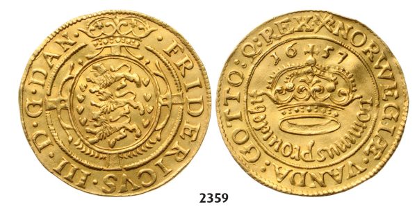 05.05.2013, Auction 2/2359. Denmark, Frederik III, 1648-­1670, Guldkrone 1657, Copenhagen, GOLD