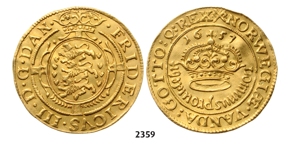05.05.2013, Auction 2/2359. Denmark, Frederik III, 1648-­1670, Guldkrone 1657, Copenhagen, GOLD