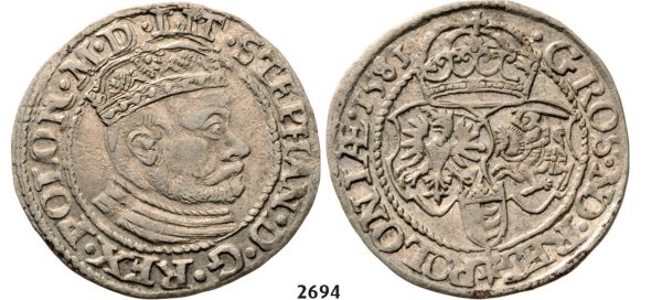 05.05.2013, Auction 2/ 2694. Poland, Stefan Bathory, 1575­-1586, Groschen (Grosz) 1581, Olkusz, Silver