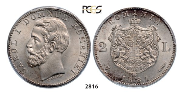 05.05.2013, Auction 2/ 2816. Romania, Carol I, 1866­-1914, 2 Lei 1881­-V, Vienna, Silver, PCGS MS65