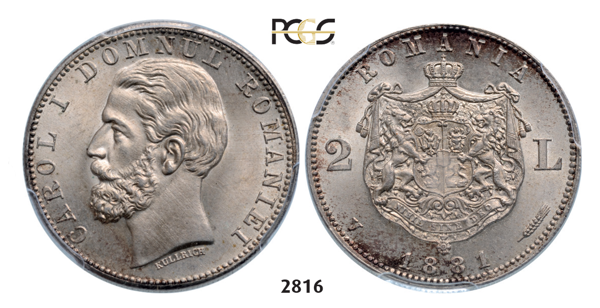 05.05.2013, Auction 2/ 2816. Romania, Carol I, 1866­-1914, 2 Lei 1881­-V, Vienna, Silver, PCGS MS65