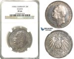 2462. Germany, Empire, local coinage, Baden, 3 Mark 1908-G, Stuttgart, Silver, NGC PF64