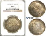3031. Spain, Alfonso XIII, 1886-1931, 5 Pesetas 1898 (98) SGV, Valencia, Silver, NGC MS63