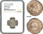 A10-315, Italy, Lucca & Piombino, Felice Baciocchi & Elisa Bonaparte, 1 Franco 1807, Florence Mint, Silver, KM# 23, Old cabinet toning, NGC AU Details "Cleaned"