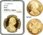 A10-35, Austria, Franz Joseph, Restrike 4 Ducats 1915, Vienna Mint, Gold, NGC MS69