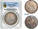 A10-257, Great Britain, George IV, 1 Crown 1822, Tertio Edge, Royal Mint, Silver, KM# 680.2, Dark toning, PCGS AU Details "Cleaned"