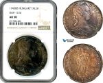 A10-290, Hungary, Maria Theresa, Taler 1743 KB, Kremnitz Mint, Silver, Dav-1126, Dark purple toning, NGC AU58