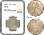 A10-297, India, Victoria, Rupee 1878 (B), Bombay Mint, Silver, KM# 492, Light toning, NGC MS62