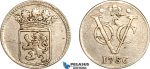 A10-405, Netherlands East Indies, VOC, 1/2 Duit 1756, Silver, Holland Arms, Scho. 360, Light toning, VF