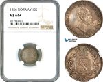A10-420, Norway, Oscar I, 12 Skilling 1856, Kongsberg Mint, Silver, NM 33b, Multicolour toning, NGC MS64+