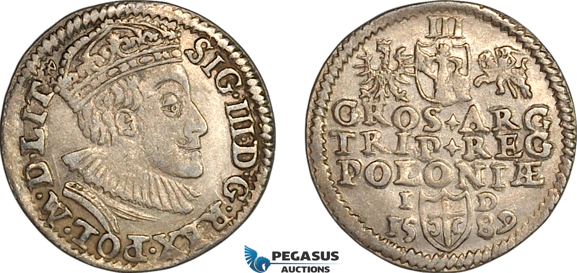 A10-435, Poland, Sigismund III, 3 Groschen (Trojak)  1589 ID, Olkusz Mint, Silver, (2.22g), Iger O.89.1.c, Light toning, VF-XF