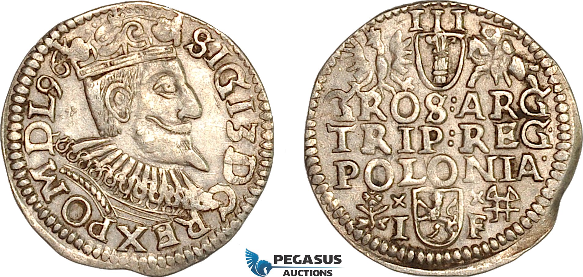 A10-439, Poland, Sigismund III, 3 Groschen (Trojak)  1596 IF, Wschowa Mint, Silver (1.96g), Iger W.96.3.b, Light toning, XF