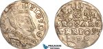 A10-442, Poland, Sigismund III, 3 Groschen (Trojak)  1597 IF MR, Lublin Mint. Silver, (2.49g), Iger L.97.25e, Light toning, VF-XF, Rare!