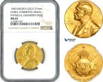 A10-719, Sweden, Gold Medal, Alfred Nobel, Nobel Committee Medal Physics & Chemistry 1960, By E. Lindberg (20g, Ø27mm) Eskilstuna Mint, Ehrensvard-21, NGC MS65, Top Pop and single finest graded!