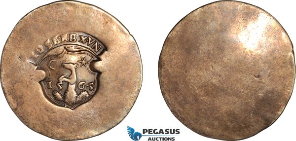 A10-727, Transylvania (Siebenbürgen), Johan II Sigismund, Taler (Uniface) 1565, Silver, (27.68g), Dav-8796, Resch 42, Old cabinet toning, lightly polished, VF