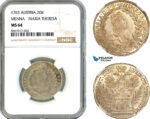A11-029, Austria, Maria Theresia, 20 Kreuzer 1763, Vienna Mint, Silver, Her-840, Champagne toning, NGC MS64