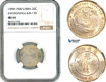 A11-126, China, Kwangtung, 20 Cents ND (1890-1908), Kwangtung Mint, Silver, L&M-135, Amber toning, NGC MS64