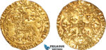 A11-158, France, Charles VI, Agnel d'Or ND (from 1417), Montpellier Mint, Gold, (2.54g), Dy-372, Cleaned, Rare! XF-UNC