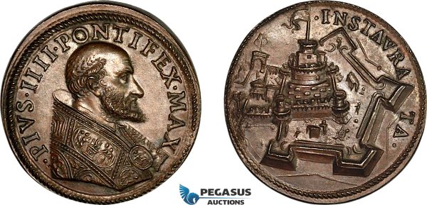 A11-275, Italy, Papal States, Pius IV (1559-65) Bronze Medal 1561 (Ø31mm, 13.01g) probably 18th-19th Century strike, Struck after an original obverse by Gianfederico Bonzagni, UNC