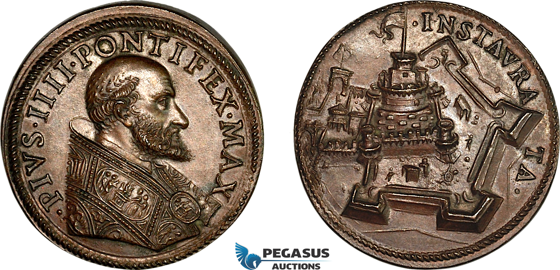 A11-275, Italy, Papal States, Pius IV (1559-65) Bronze Medal 1561 (Ø31mm, 13.01g) probably 18th-19th Century strike, Struck after an original obverse by Gianfederico Bonzagni, UNC