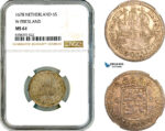 A11-331, Netherlands, West Friesland, 6 Stuivers (Scheepjesschelling) 1678, Silver, Km-76, Light toning, NGC MS61