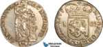 A11-333, Netherlands, West Friesland, Gulden 1794, Silver, Km-97.5, Grey toning, Very flashy! UNC