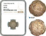 A11-372, Poland, Sigismund III, 3 Groschen (Trojak) 1594, Poznan, Silver, Iger P.94.2.e, Old cabinet toning, NGC AU55