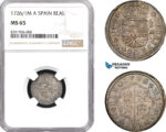 A11-657, Spain, Philip V, 1 Real 1726/1 M, Overdate, Madrid Mint, Silver, Cal-2019-436, Fantastic toning and eye appeal! NGC MS65