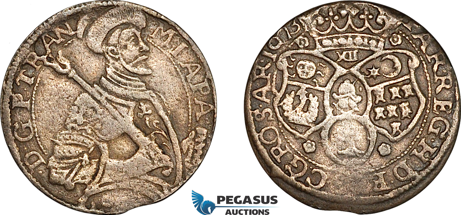 A11-681, Transylvania (Siebenbürgen), Michael Apafi, 12 Denar 1673, Kronstadt (Brasov) Mint (2.99g), Silver, Resch-130, Old cabinet toning, Rare! XF