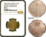 A12-052, Austria, Francisc I, Token 1808, Maria Ludovica II Coronation in Bratislava, Silver, Husz-909, Light toning, NGC MS64, Top Pop and single finest graded!