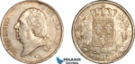 A12-226, France, Louis XVIII, 5 Francs 1816 Q, Perpignan Mint, Silver, Gad-614, Light toning, AU