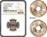 A12-245, France, Third Republic, 10 Centimes 1917, Paris Mint, Copper-Nickel, Gad-286, NGC MS66+, Top Pop and single finest graded!