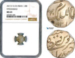A12-363, India, Hyderabad, Ali Khan II, 1/8 Rupee AH1317//33, Hyderabad Mint, Silver, Y-14, NGC MS63