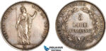 A12-398, Italy, Lombardy Venice, Provisional Government, 5 Lire 1848 M, Milan Mint, Silver, Dav-206, Cleaned long ago, old cabinet toning, AU