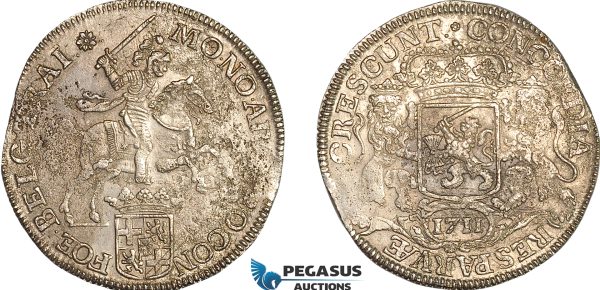 A12-481, Netherlands, Utrecht, Ducaton 1711, Silver (31.76g), Dav-1832, Salt water damage, Possibly from ''De Liefde'' Shipwreck, XF