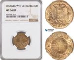 A5/221 Denmark, Frederik VII, 1 Skilling Rigsmønt 1856 Crown, Copenhagen Mint, H 16B, NGC MS64RB (Slab error, not "Crown" mm.)