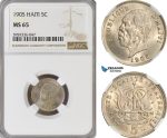 A5/477 Haiti, President Alexis, 5 Centimes 1905, Waterbury Mint, KM# 53, NGC MS65