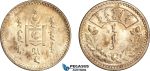 A7-394, Mongolia, 1 Tugrik AH15 (1925) Leningrad Mint, Silver, KM# 8, Spotted toning, EF-UNC